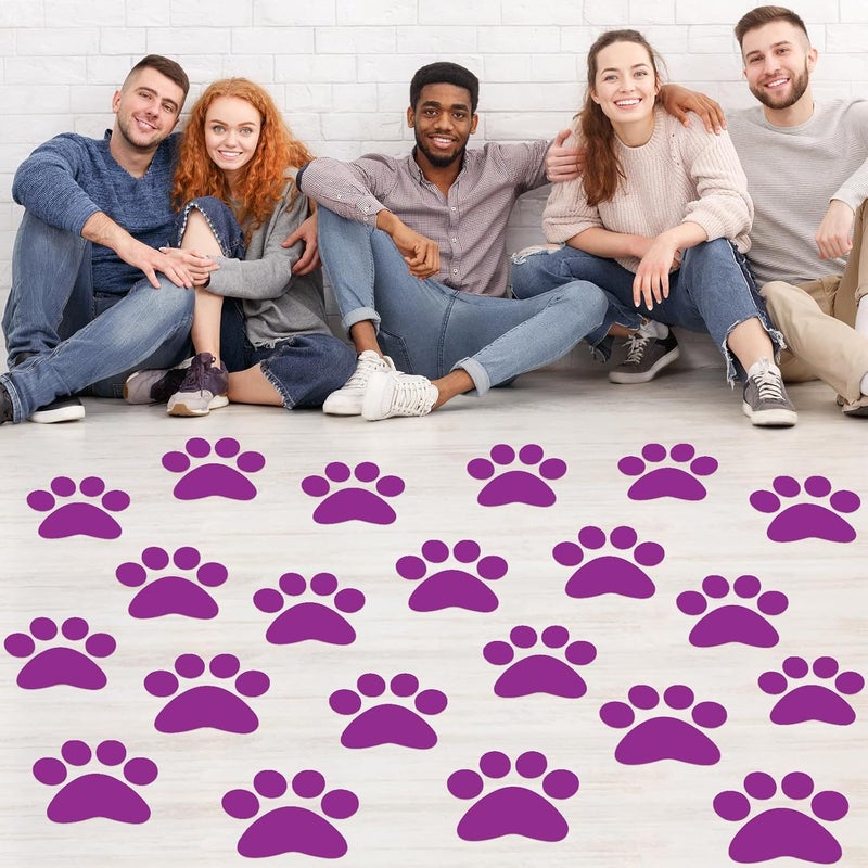 ReliThick 30 Pcs Paw Print Floor Decal 7.5" Large Pawprints Wall Cling Self Adhesive Footprint Floor Cling Window Stickers Wall Decal for Bedroom Living Room Decor(Purple) - Image 1
